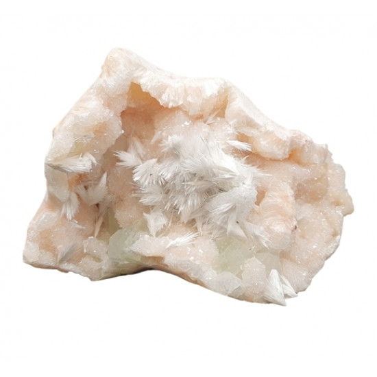 green apophyllite on stilbite and scolecite
