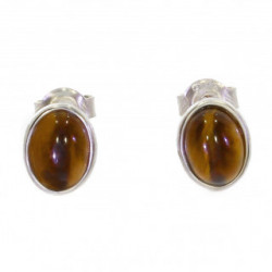 boucles d'oreilles argent oeil de tigre E-18-02