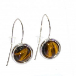 boucles d'oreilles argent oeil de tigre E-22-07