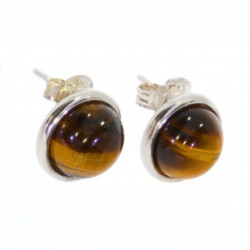 boucles d'oreilles argent oeil de tigre E-26-01