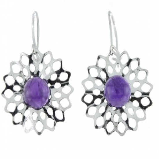 Sterling Silver Amethyst Earrings E-26-02