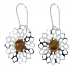 boucles d'oreilles argent oeil de tigre E-26-02