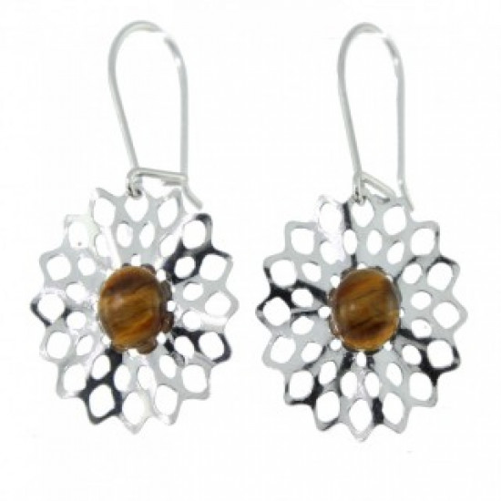 Sterling Silver Tiger's Eye Earrings E-26-02
