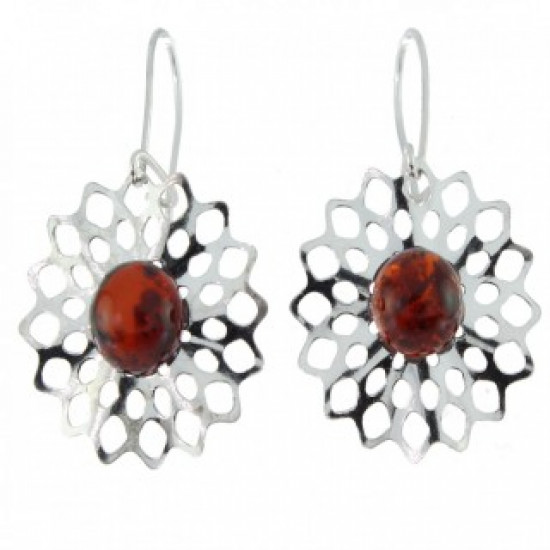 Sterling Silver Amber Earrings E-26-02 Sterling Silver Amber Earrings E-26-02