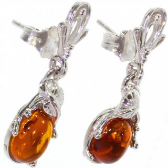 Sterling Silver Amber Earrings E-26-04 Sterling Silver Amber Earrings E-26-04