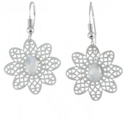 boucles d'oreilles argent pierre de lune E-26-05