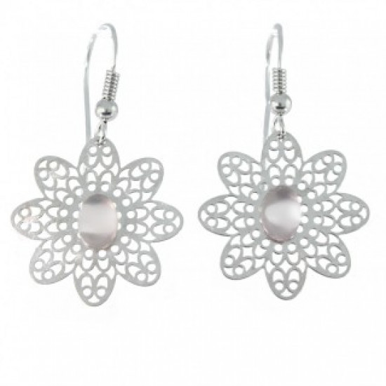 Sterling Silver Rose Quartz Earrings E-26-05