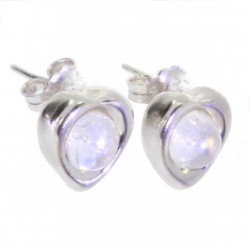boucles d'oreilles argent pierre de lune E-26-08