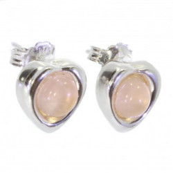 boucles d'oreilles argent quartz rose E-26-08
