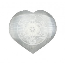 Geometric Etched Selenite Heart