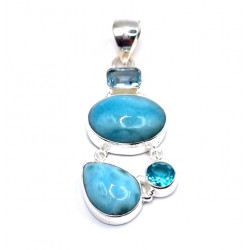 pendant larimar - blue topaz silver