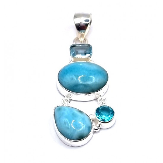 pendant larimar - blue topaz silver