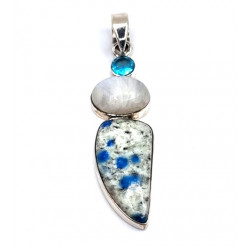 pendant K2 - moonstone - blue topaze silver