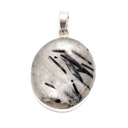 pendant quartz with black tourmaline silver