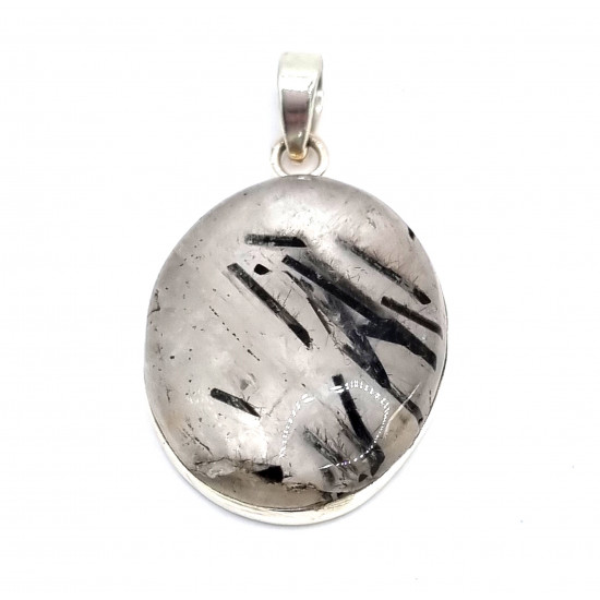 pendant quartz with black tourmaline silver