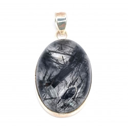 pendant quartz with black tourmaline silver