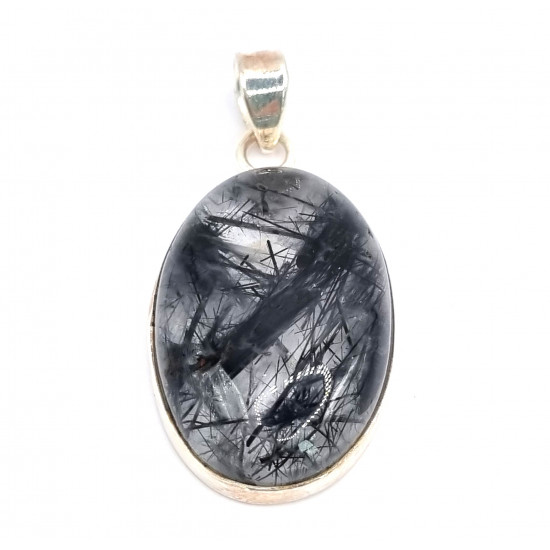 pendant quartz with black tourmaline silver