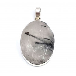 pendant quartz with black tourmaline silver