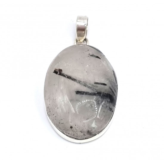 pendant quartz with black tourmaline silver