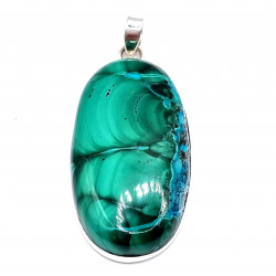 pendant malachite and chrysocolla silver