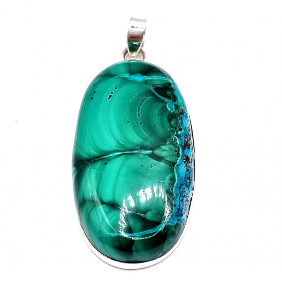 pendant malachite and chrysocolla silver