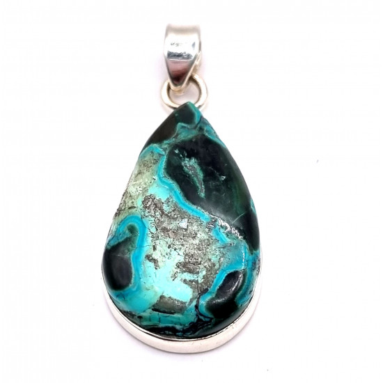 pendant malachite and chrysocolla silver
