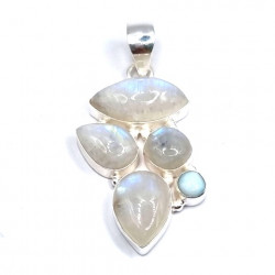 pendentif pierre de lune et larimar argent