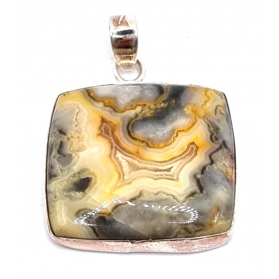pendant crazy lace agate silver