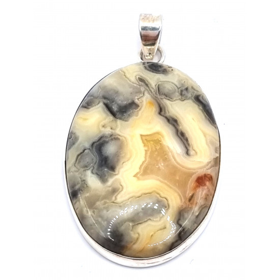 pendant crazy lace agate silver