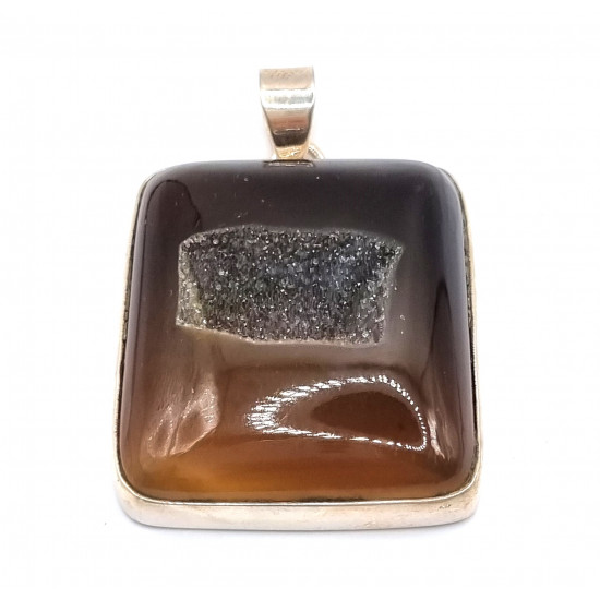 pendant druzy agate silver