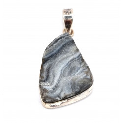 pendant druzy chalcedony silver