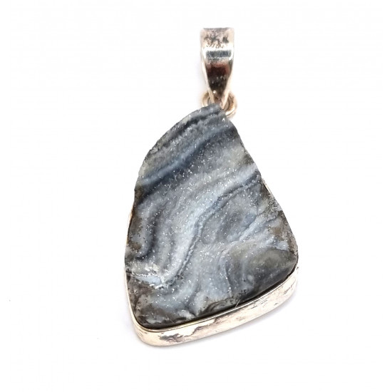 pendant druzy chalcedony silver