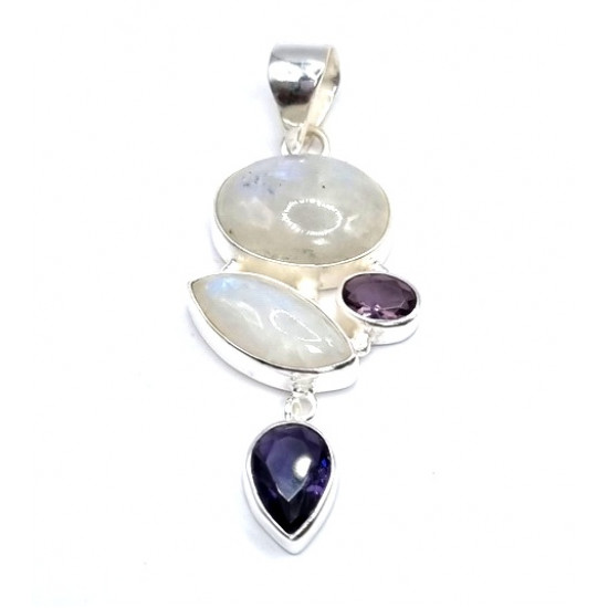 pendant moonstone and amethyst silver