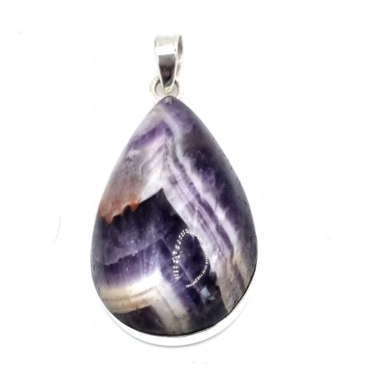 pendant chevron amethyst silver
