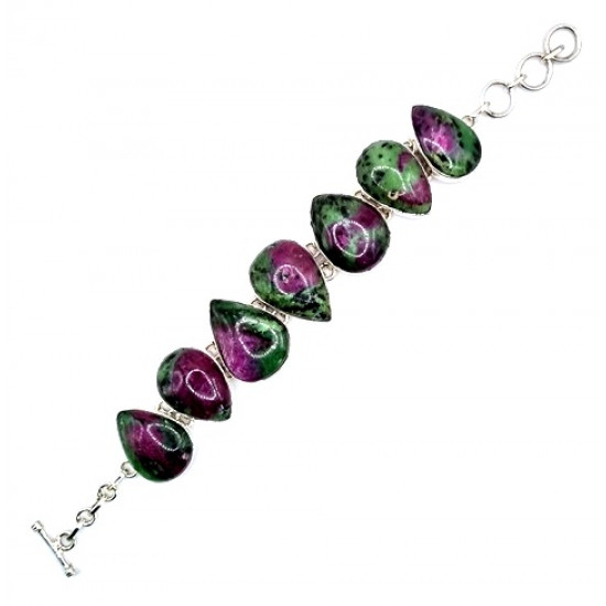 bracelet zoisite and ruby silver