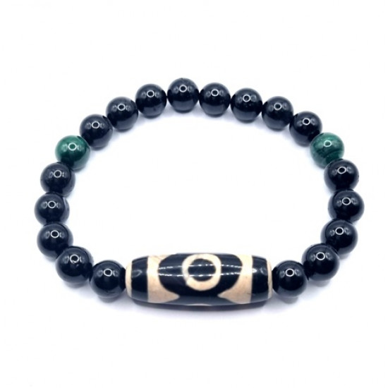 Black Tourmaline And Malachite Bracelet With Charm 8mm Black Tourmaline And Malachite Bracelet With Charm 8mm