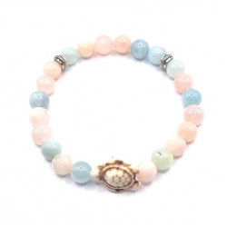 Morganite Bracelet with Howlite Turtle Charm 8mm