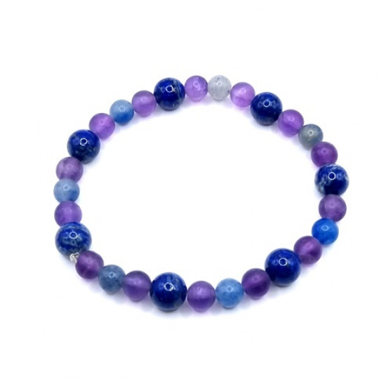 bracelet Lapis lazuli, amethyste, aventurine bleu