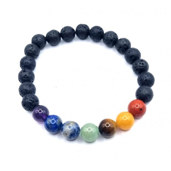 Lava Rock With 7 Chakras Bracelet 8mm