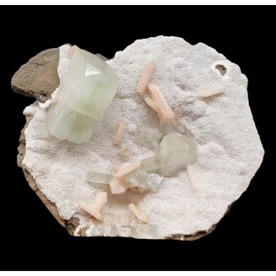 green apophyllite on stilbite and morderite