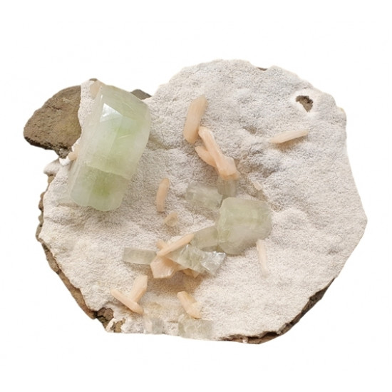 green apophyllite on stilbite and morderite