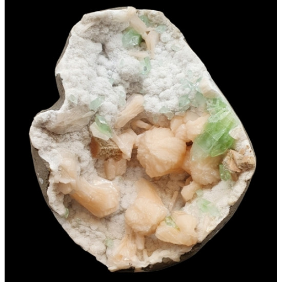 green apophyllite on stilbite and morderite