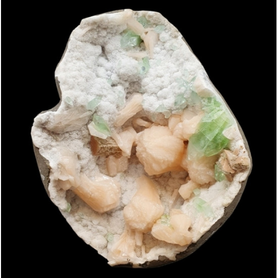 green apophyllite on stilbite and morderite
