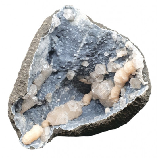 geode apophyllite and stilbite on chalcedony