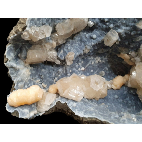 geode apophyllite and stilbite on chalcedony