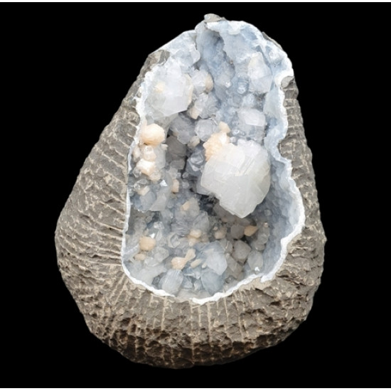 geode apophyllite and stilbite on chalcedony