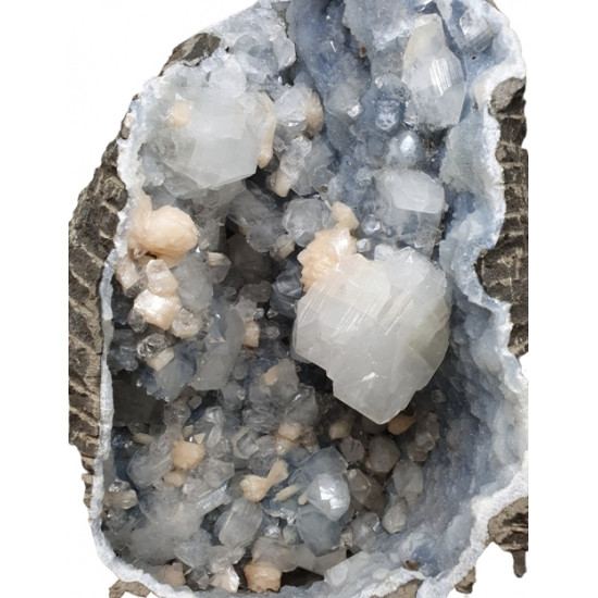 geode apophyllite and stilbite on chalcedony