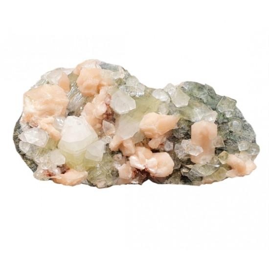 yellow apophyllite with stilbite and chalcedony