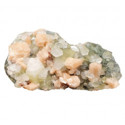 yellow apophyllite with stilbite and chalcedony