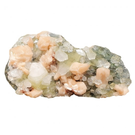 yellow apophyllite with stilbite and chalcedony
